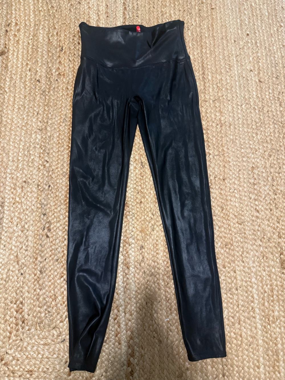 SPANX Black Shapewear Leggings with Red Logo Tag